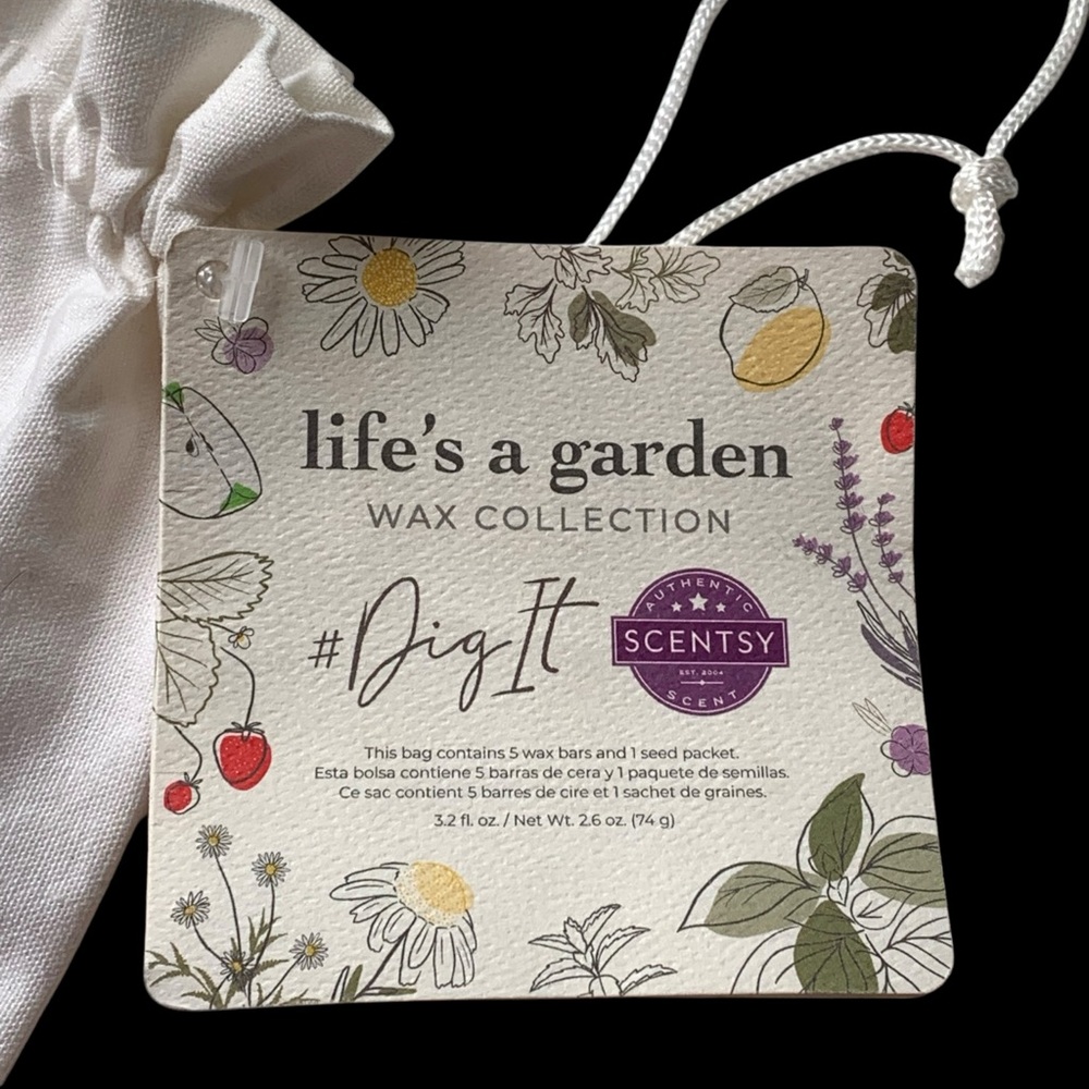 Scentsy's "Life's a Garden" Large 8” x 12” Cotton Draw String Bag Gift Bag - Picture 3 of 6
